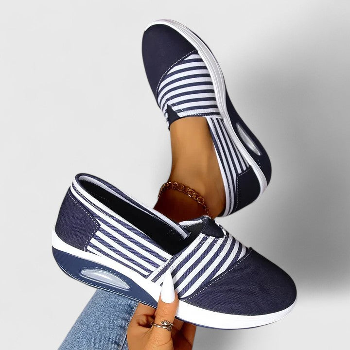 Women's Striped Slip-On Sneakers with Rocker Sole