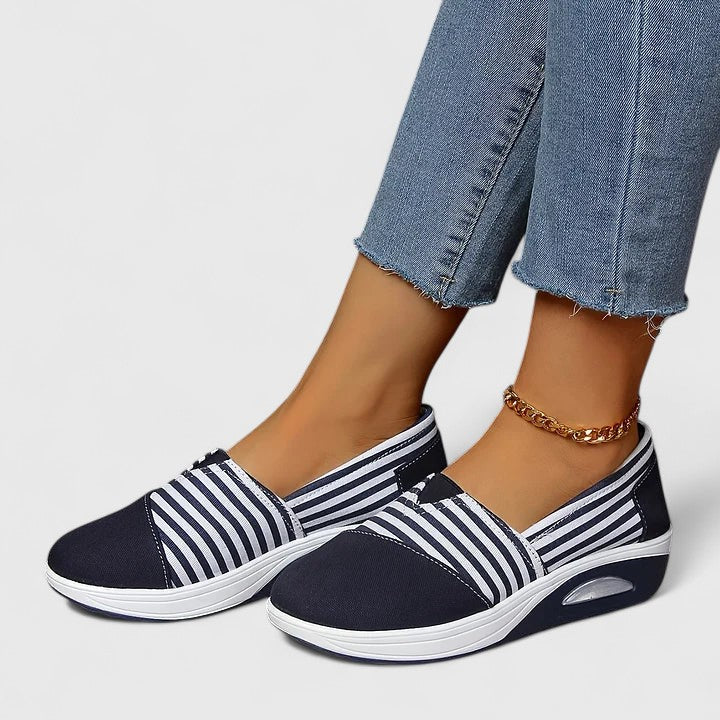 Women's Striped Slip-On Sneakers with Rocker Sole