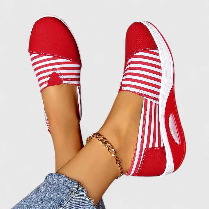 Women's Striped Slip-On Sneakers with Rocker Sole