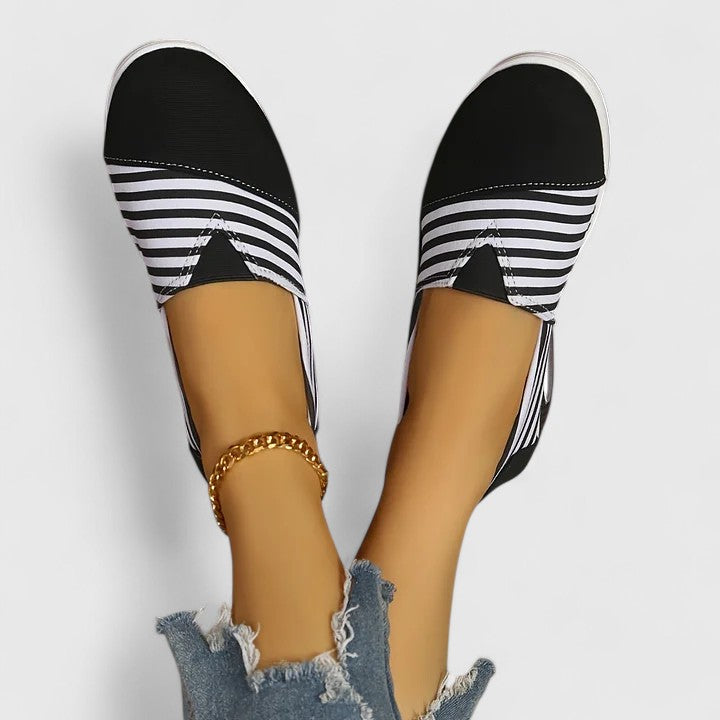 Women's Striped Slip-On Sneakers with Rocker Sole