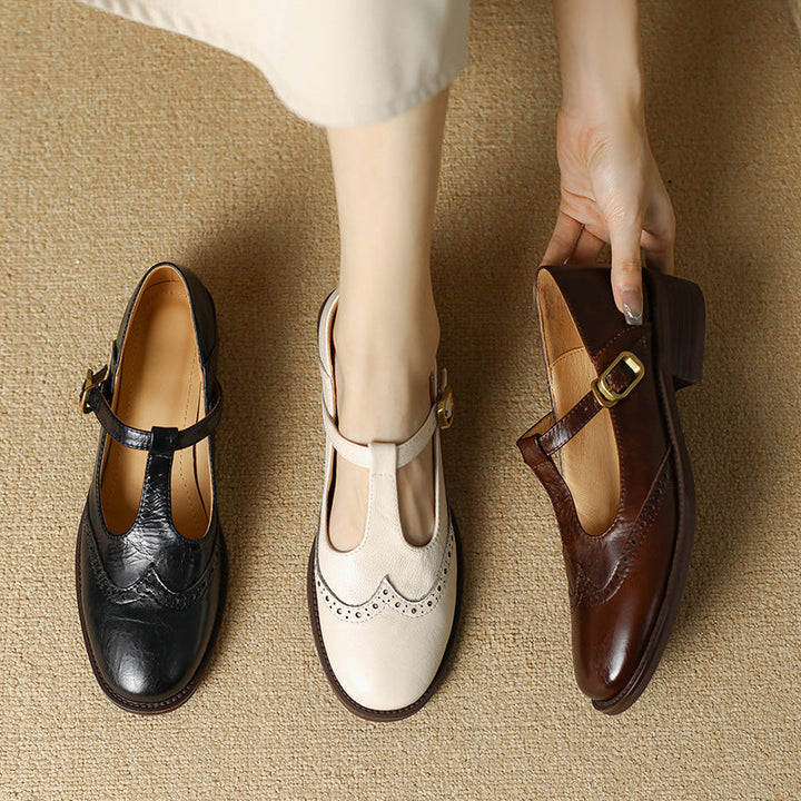 Women's T-Strap Mary Jane Shoes with Block Heel