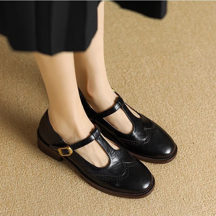 Women's T-Strap Mary Jane Shoes with Block Heel