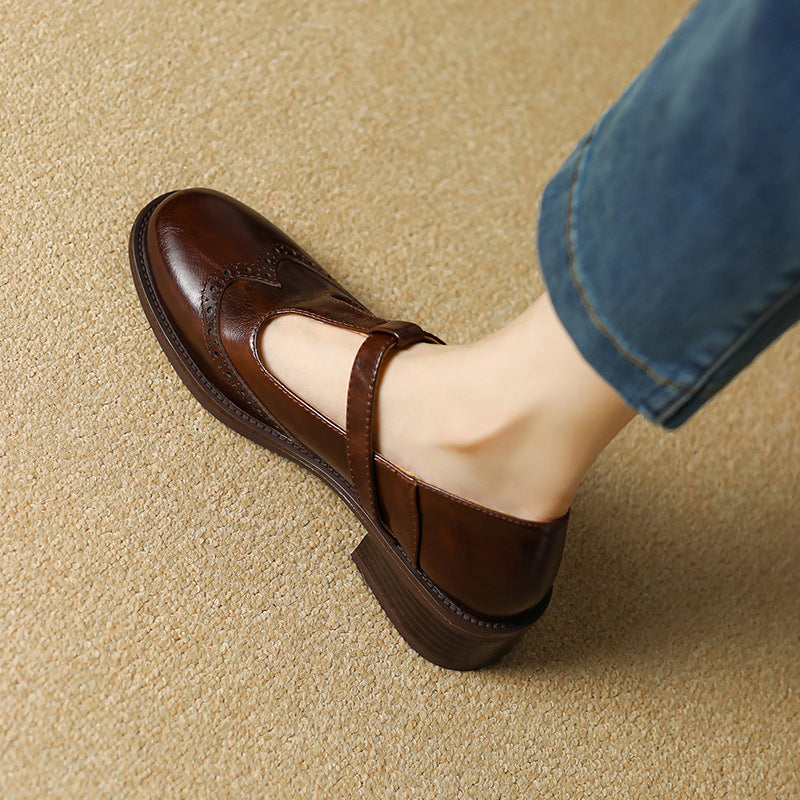 Women's T-Strap Mary Jane Shoes with Block Heel