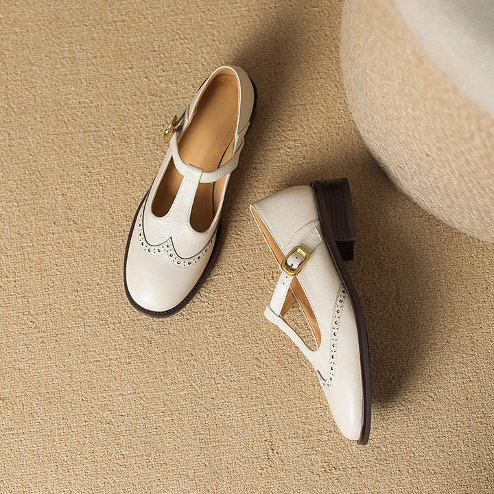 Women's T-Strap Mary Jane Shoes with Block Heel