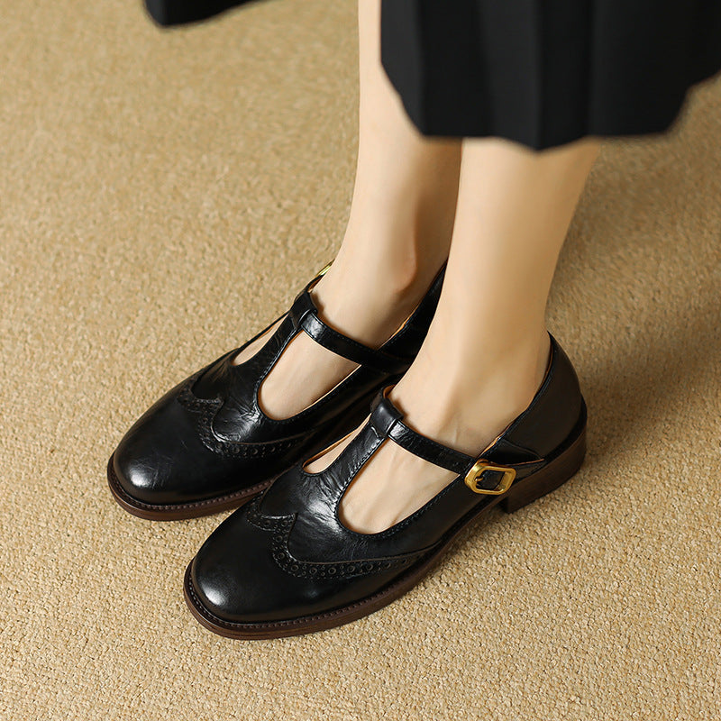 Women's T-Strap Mary Jane Shoes with Block Heel