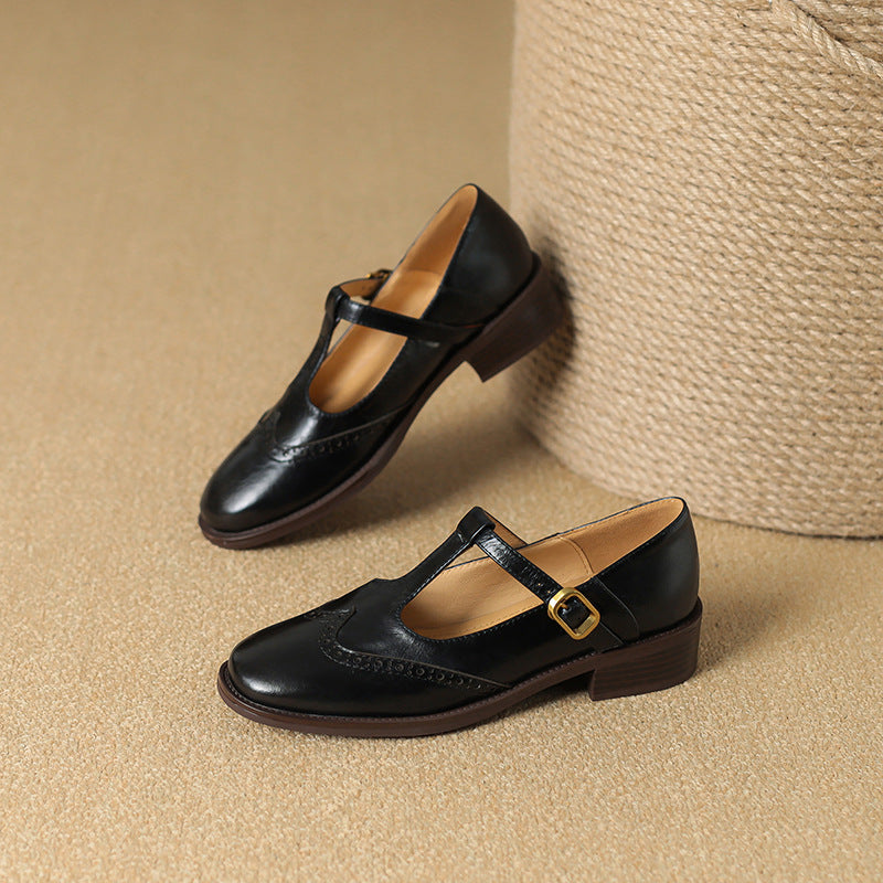 Women's T-Strap Mary Jane Shoes with Block Heel