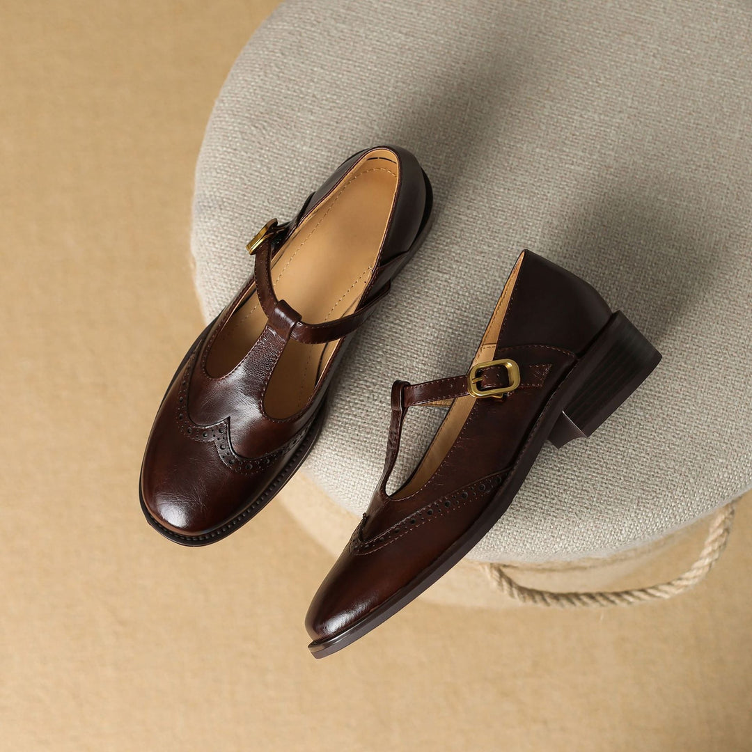 Women's T-Strap Mary Jane Shoes with Block Heel
