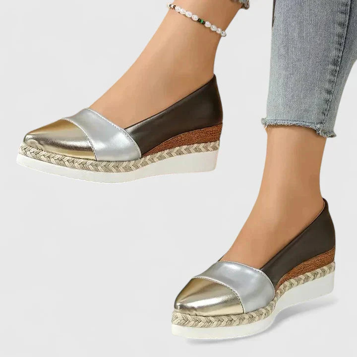 Women's Two-Tone Metallic Espadrille Flats