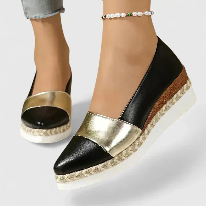 Women's Two-Tone Metallic Espadrille Flats