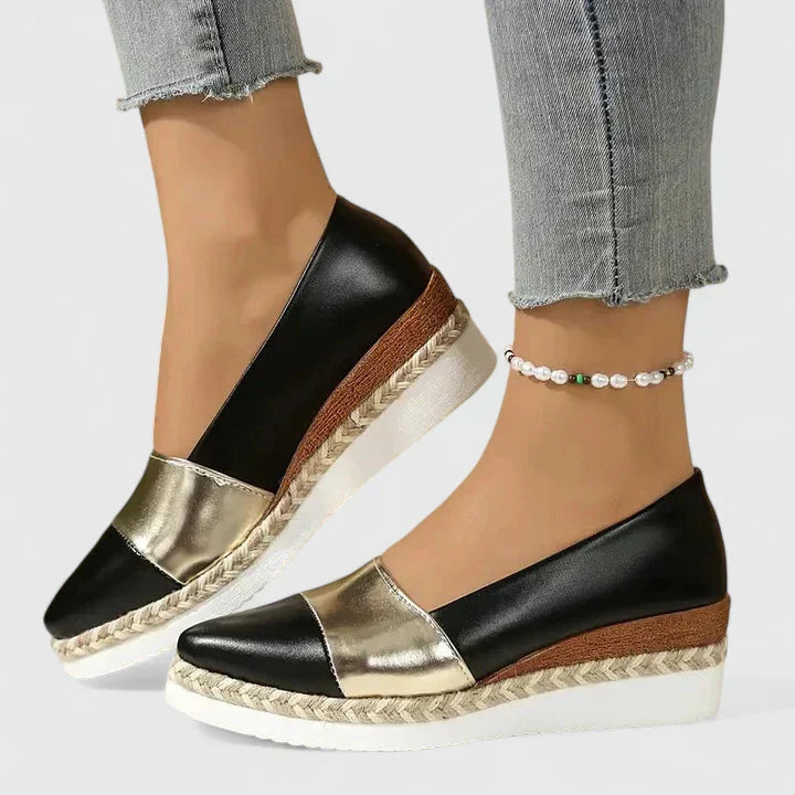 Women's Two-Tone Metallic Espadrille Flats