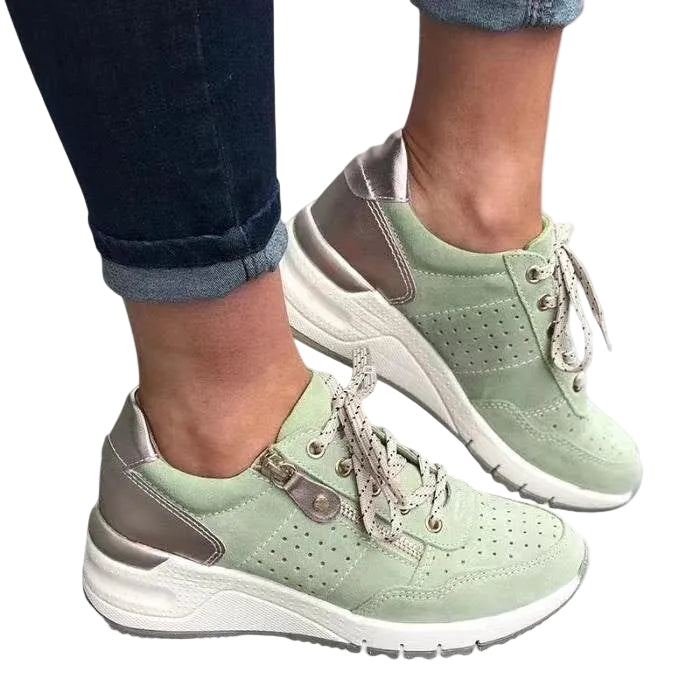 Women's Two-Tone Perforated Wedge Sneakers