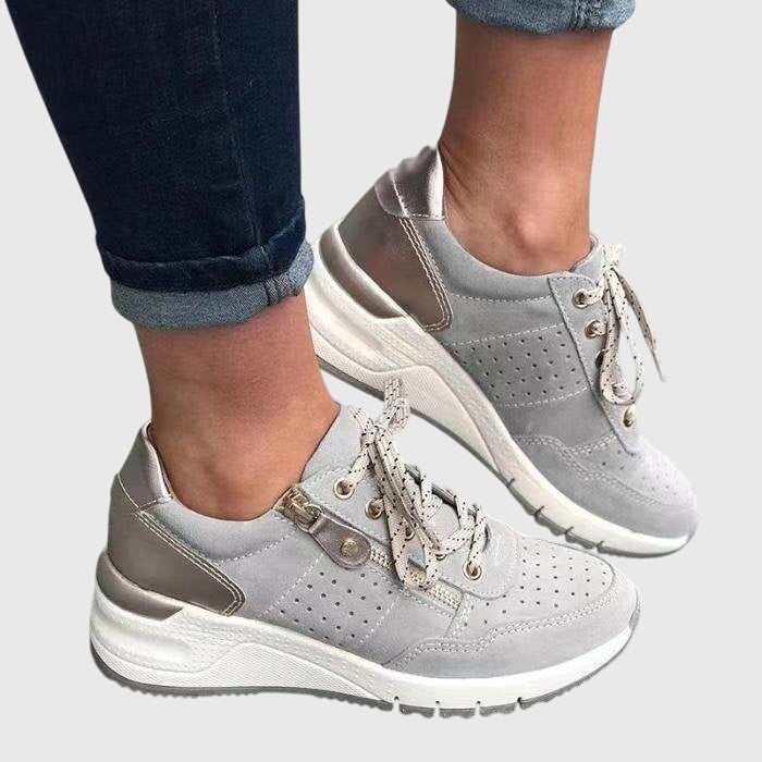 Women's Two-Tone Perforated Wedge Sneakers